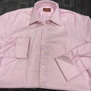 DAVID ANDREW Clothiers Men's Woven French Cuff Shirt Long Sleeve Pink Size Large